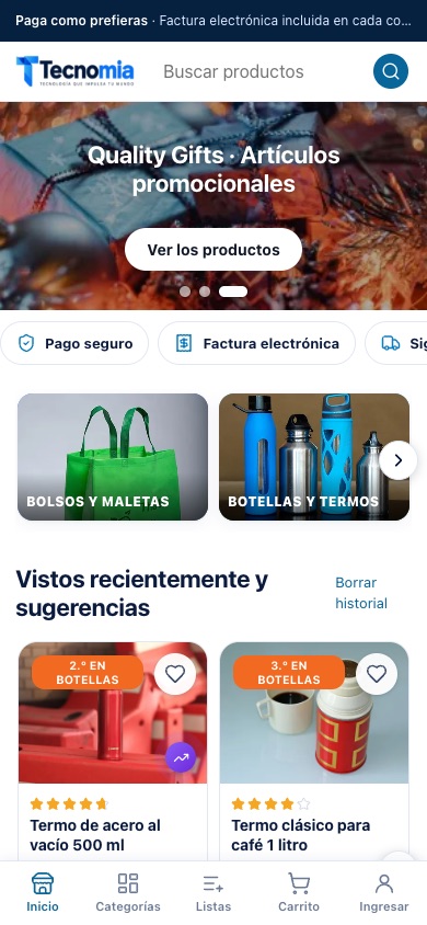 Portada de una tienda de promocionales en el celular